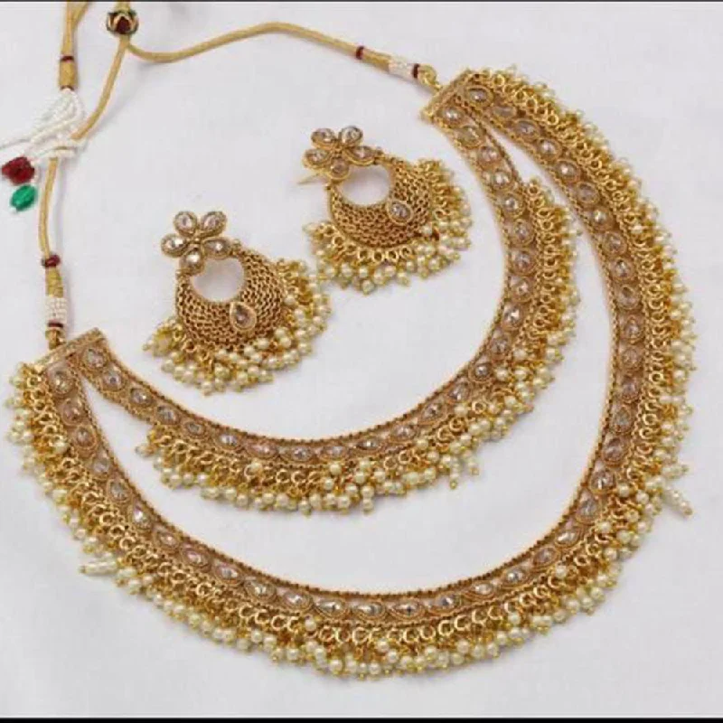 Manisha Jewellery Gold Plated Crystal Stone Pearls Necklace Set