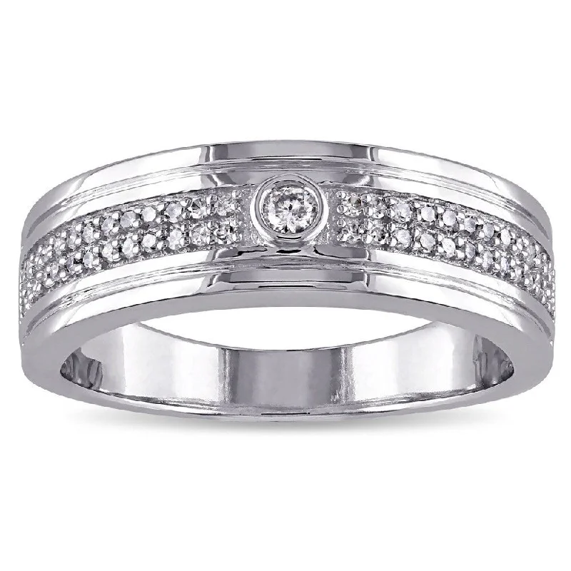 Miadora 10k White Gold 1/5ct TDW Diamond Ring