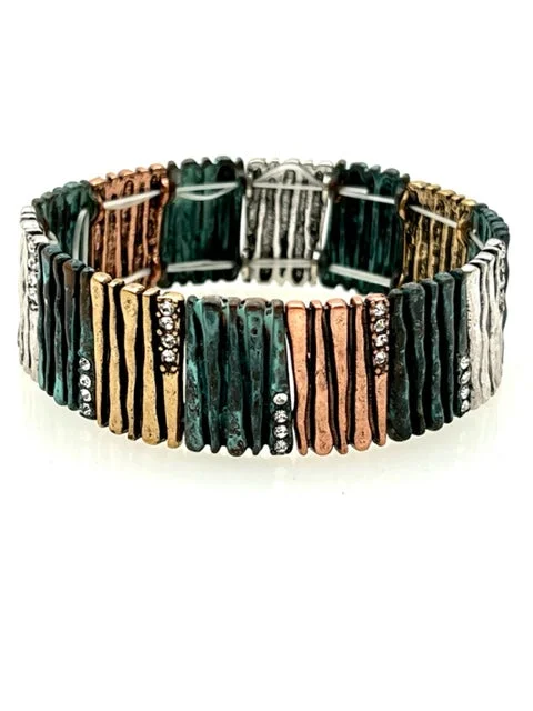 Patina Stretch Bracelet - Mixed Shapes Design 19