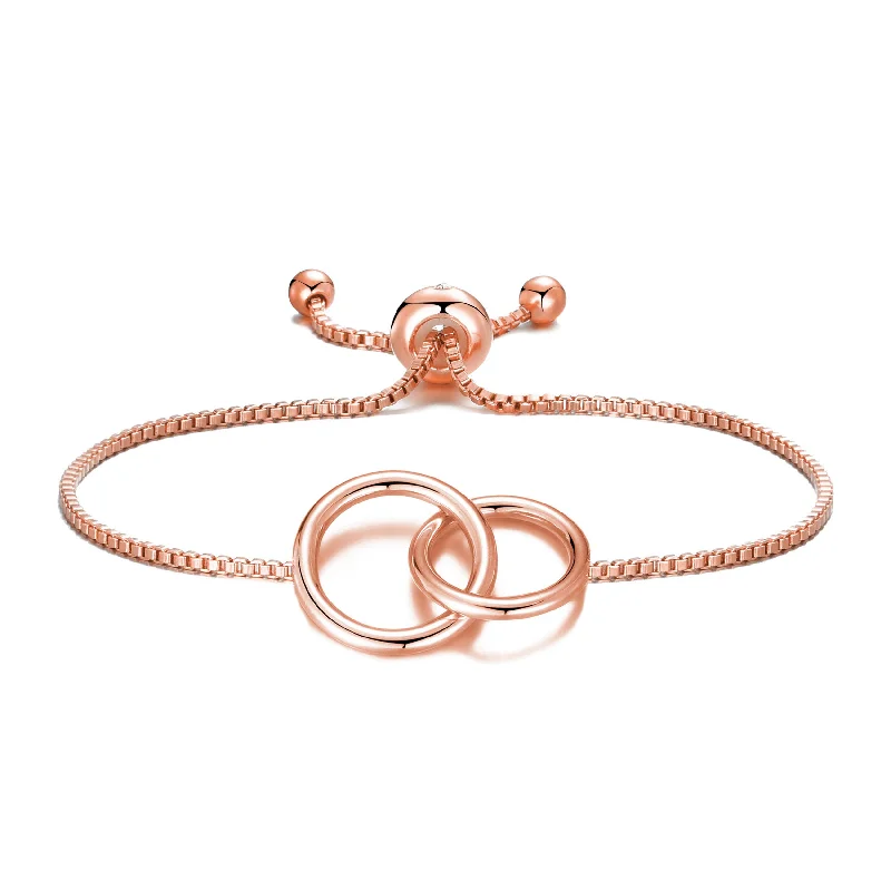 Rose Gold Plated Link Friendship Bracelet Created with Zircondia® Crystals