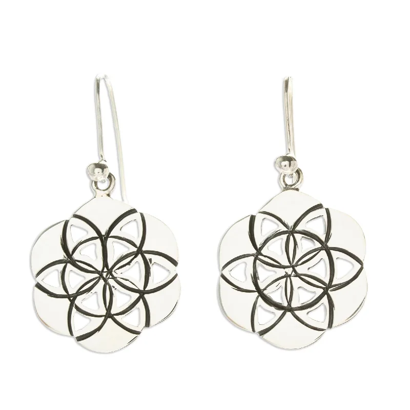 Novica Handmade Flower Of Life Sterling Silver Flower Earrings