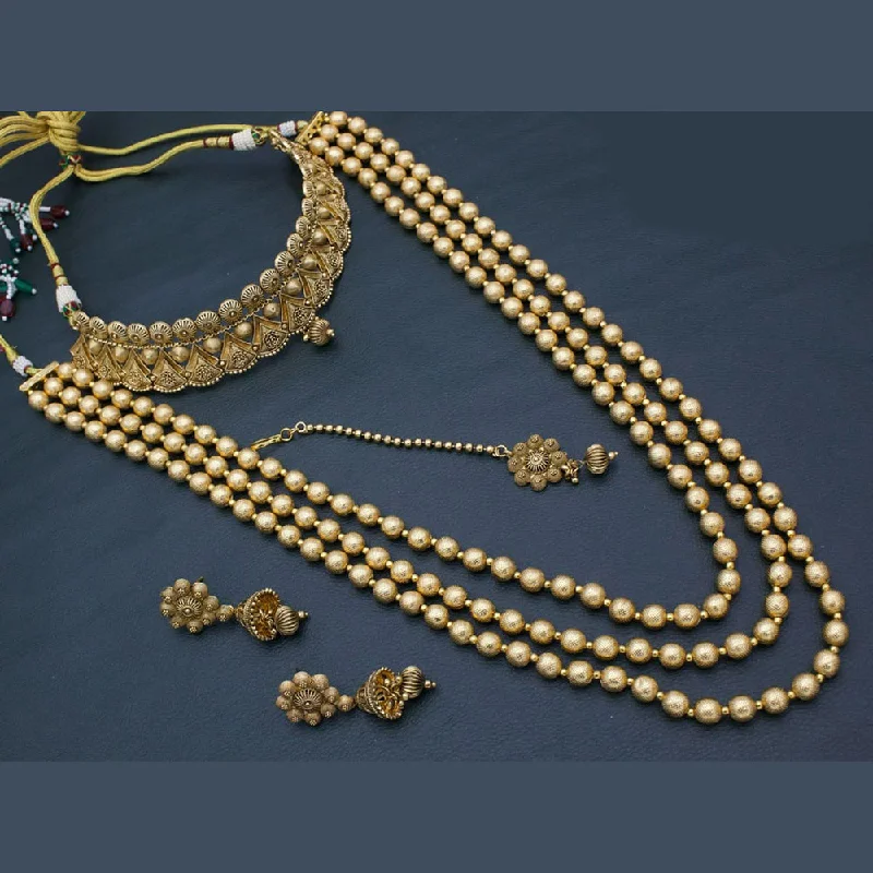 Kavita Art Gold Plated Beads Double Necklace Set