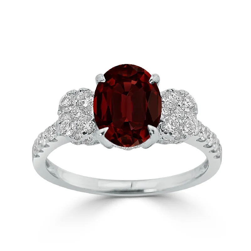 Auriya 2 1/2ct Oval-cut Red Garnet and Diamond Ring 3/4ctw 18K Gold