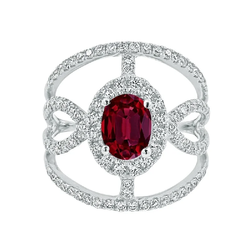 Auriya Modern 1 3/8ct Oval-cut Red Ruby and Diamond Ring 1ctw 18K Gold