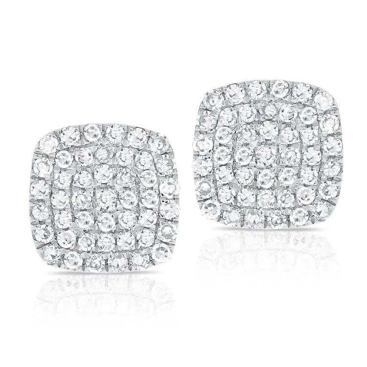 Joelle Diamond Cushion Shape Stud Earrings 14K White Gold 1/6 CTTW