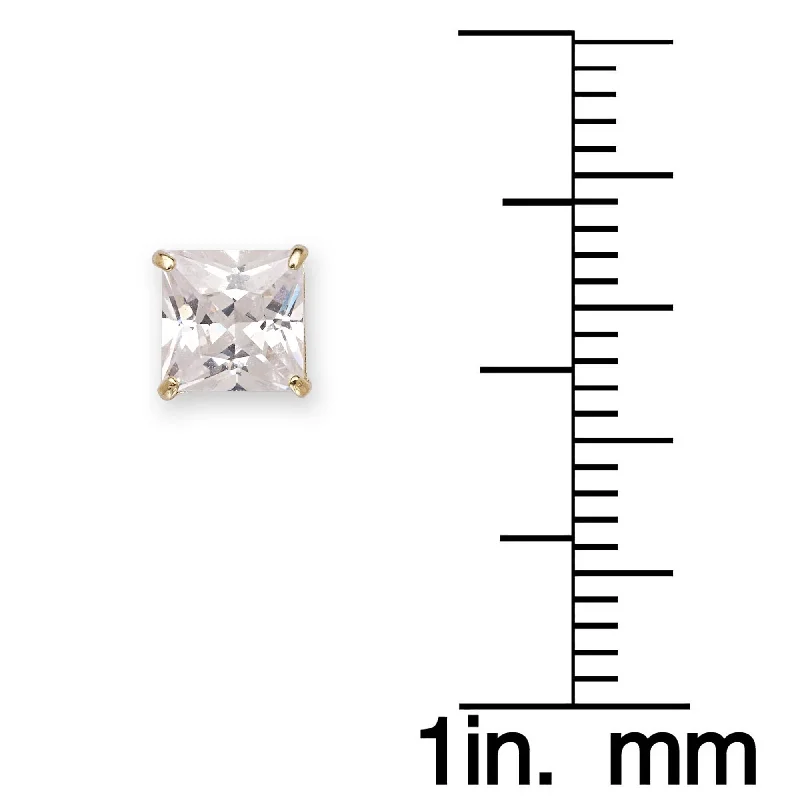 14k Gold 6 mm Princess-cut Cubic Zirconia Screwback Stud Earrings