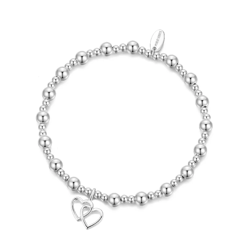 Heart Link Beaded Stretch Bracelet