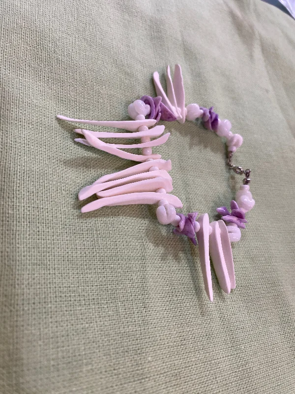 Vintage Purple Carved Shell Bracelet - Unique Handmade Jewelry