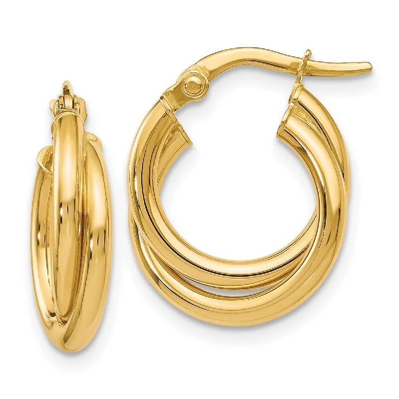 Curata 14k Yellow Gold Italian Polished Twisted Double Hoop Earrings 3x30mm