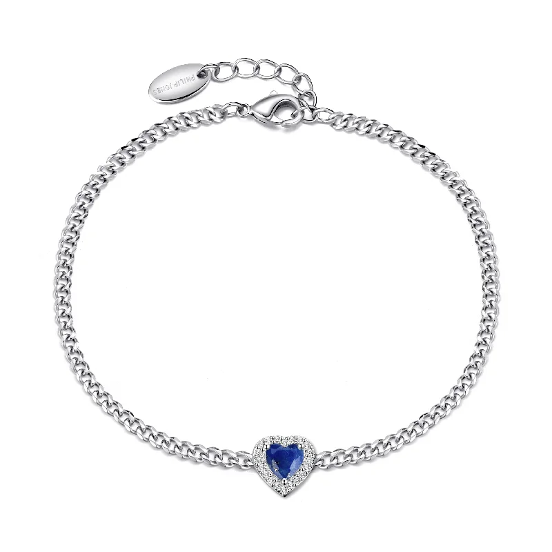 Lapis Heart Gemstone Bracelet Created with Zircondia® Crystals