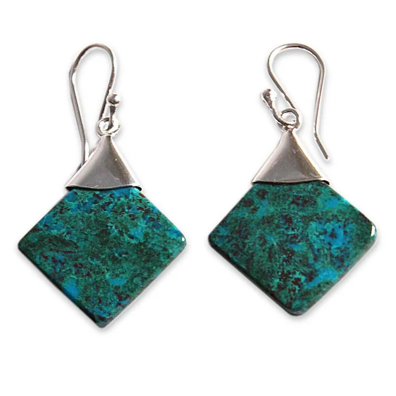 Novica Handmade Synthesis Chrysocolla Dangle Earrings