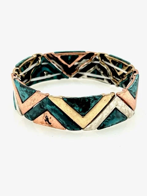 Patina Stretch Bracelet - Mixed Shapes Design 11