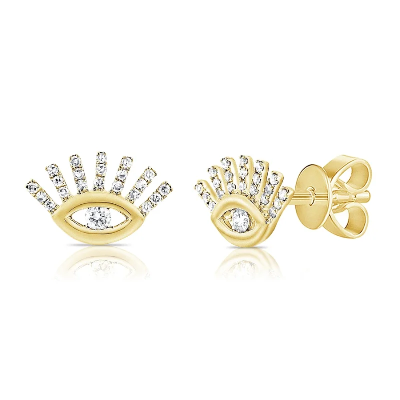 Joelle Evil Eye Earrings 14K Gold 1/10 CT