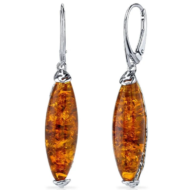 Baltic Amber French Clip Earrings in Sterling Silver