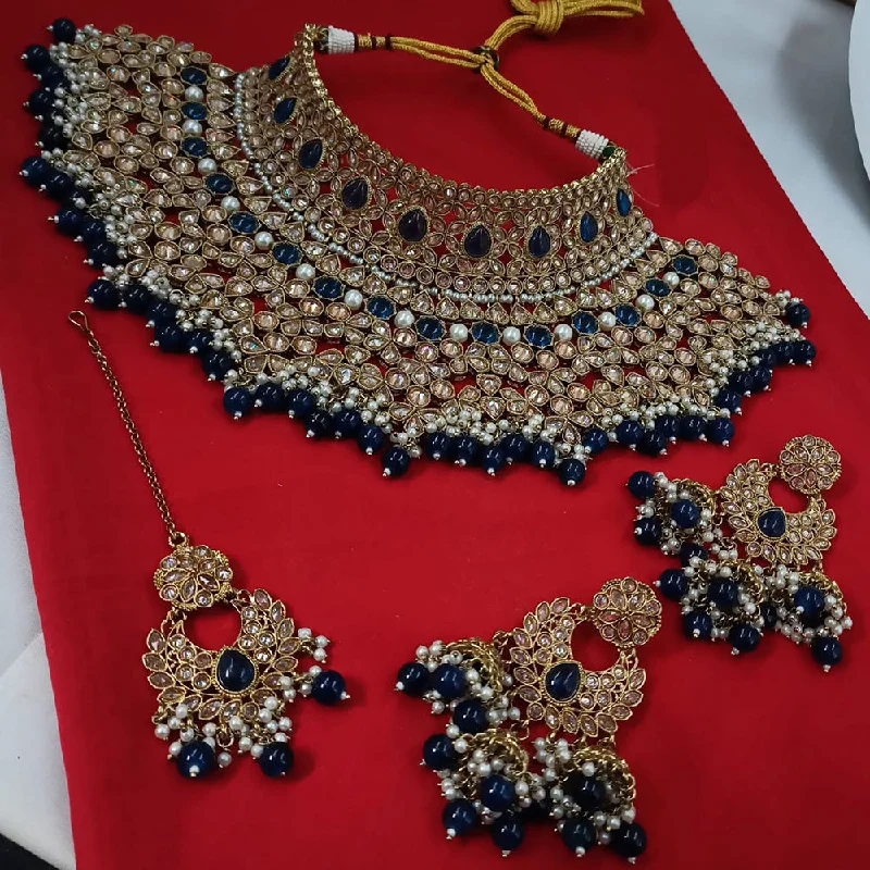 Padmawati Bangles Gold Plated Crystal Stone And Pearls Choker Necklace Set