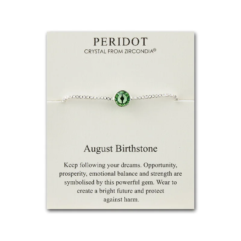 August (Peridot) Birthstone Bracelet Created with Zircondia® Crystals