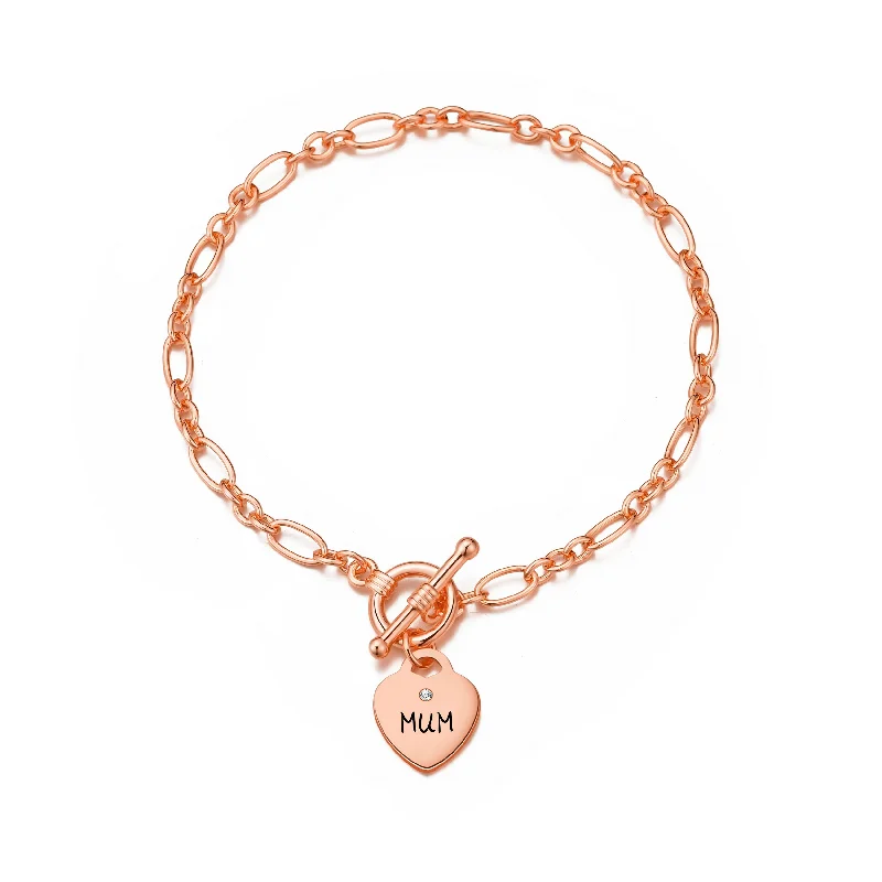 Rose Gold Plated Mum Charm Bracelet Created with Zircondia® Crystals