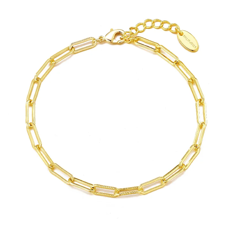 Gold Plated Small Link Paperclip Bracelet