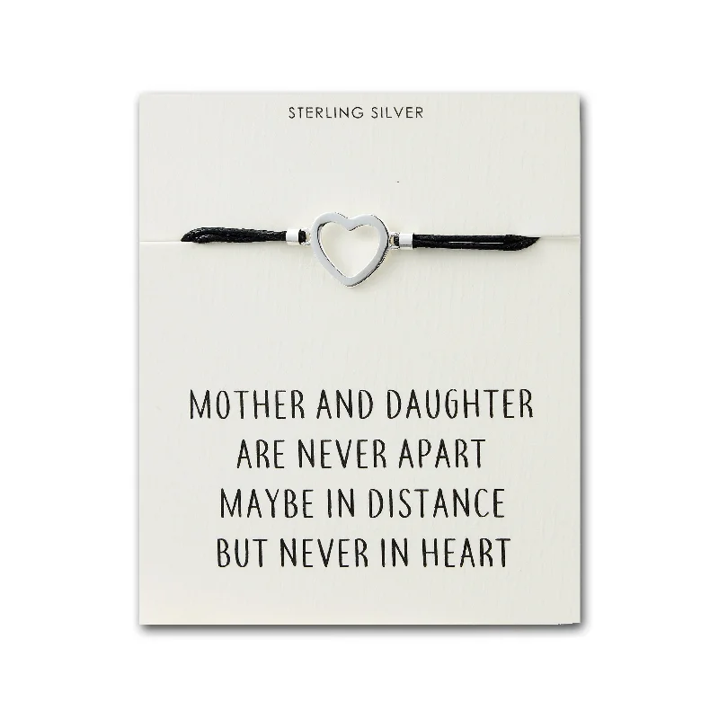 Sterling Silver Mother and Daughter Quote Heart Bracelet