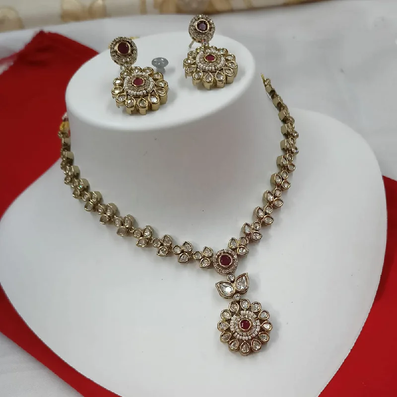 Padmawati Bangles Gold Plated Polki Kundan Stone Necklace Set