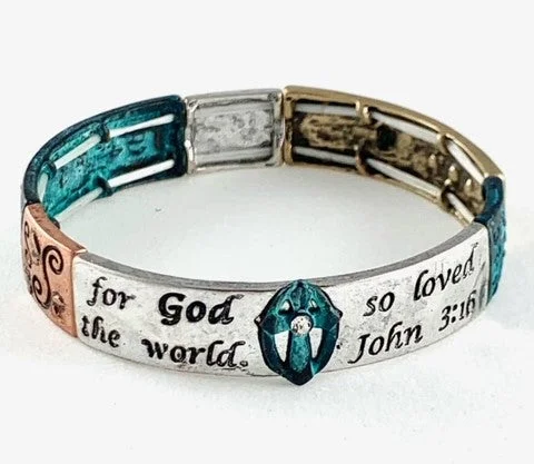 Patina Stretch Bracelet John 3:16