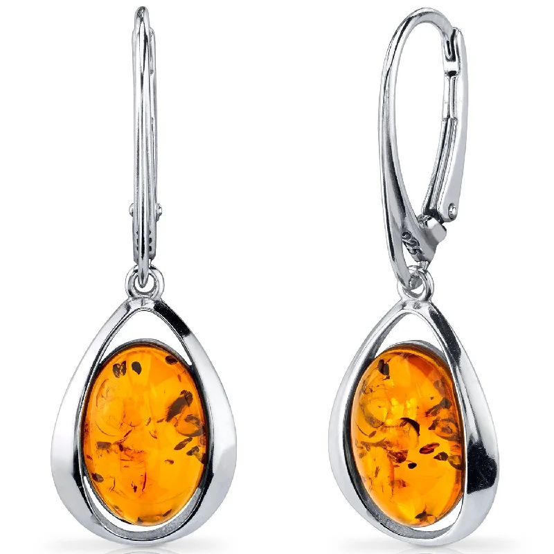 Baltic Amber Clip Style Earrings in Sterling Silver