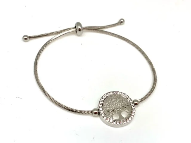 Silver Adjustable Bracelet with Tree of Life