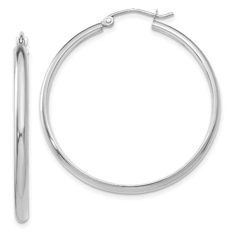 Curata 14k White Gold Polished 2.75x36mm Hoop Earrings