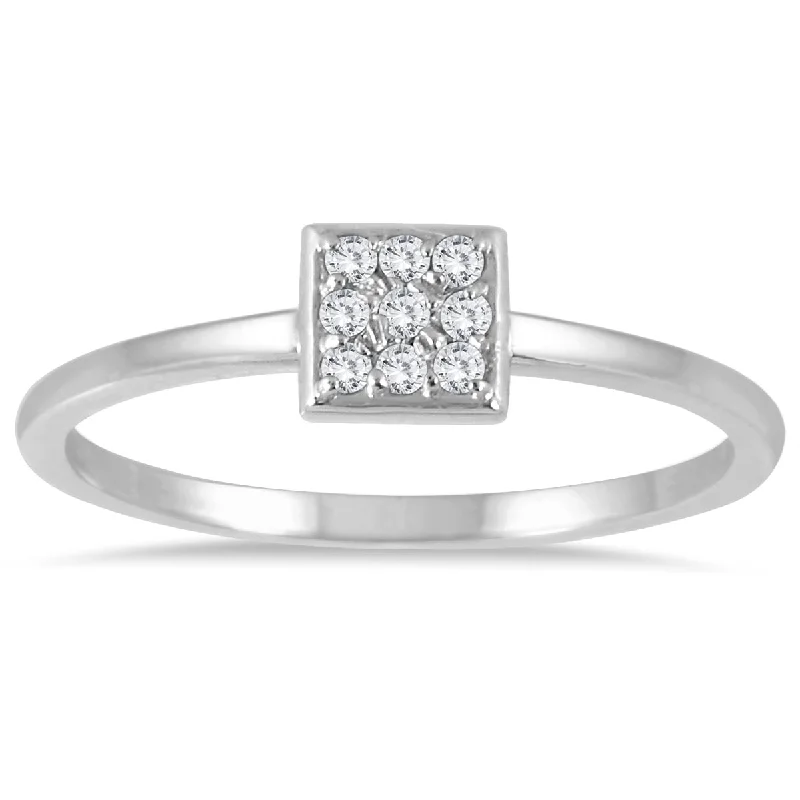 Marquee 14k White Gold Ring 1/10ct TDW Stackable Diamond Ring