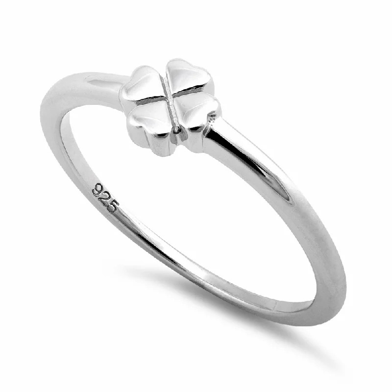 Sterling Silver 4 Heart Clover Shape Ring