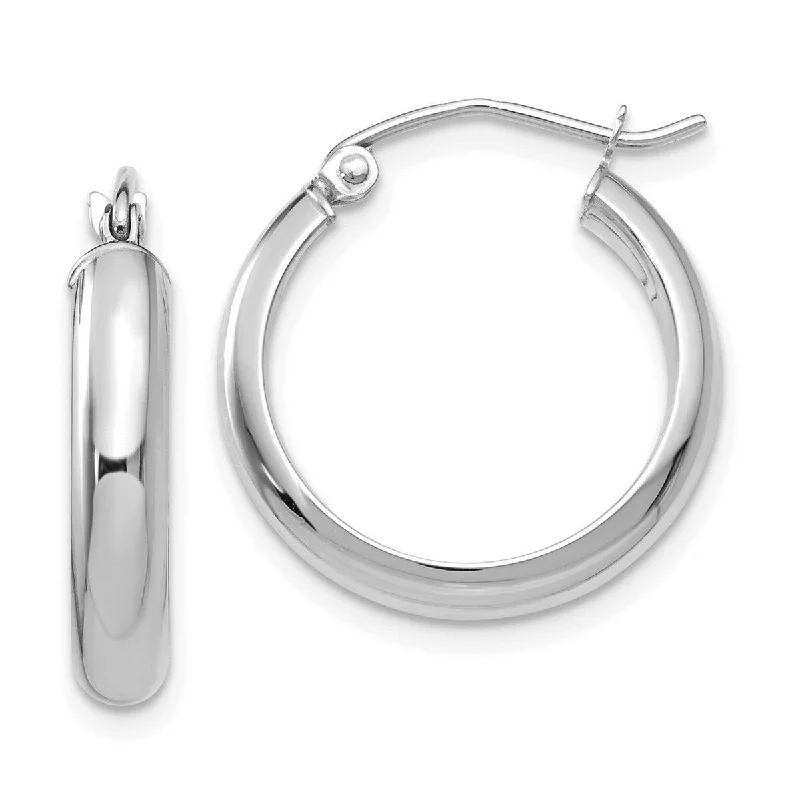 Curata 14k White Gold Polished Half Round 20x3.75mm Classic Hoop Earrings