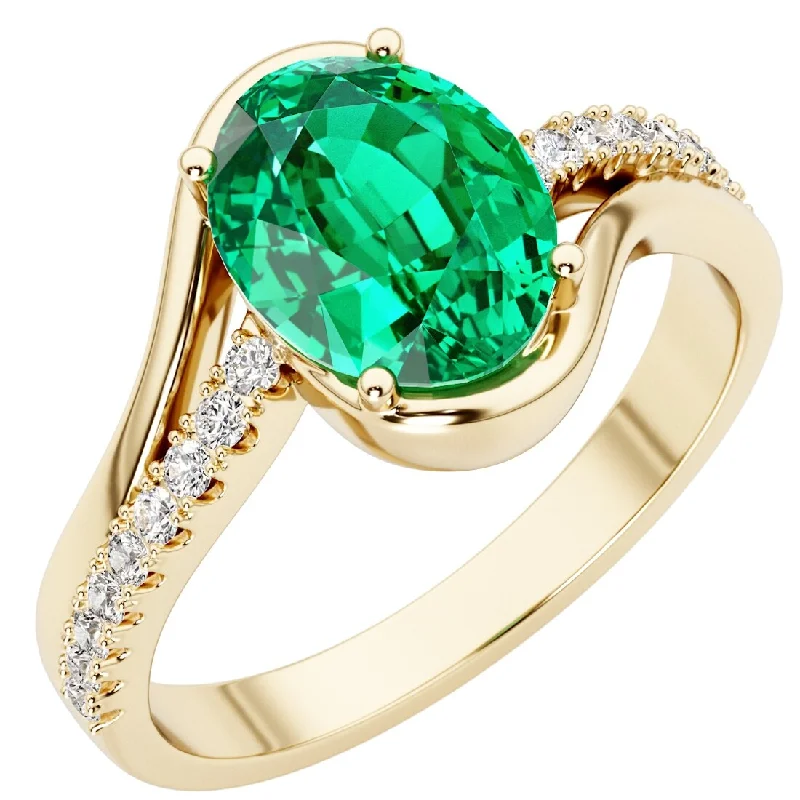 14k Yellow Gold 1.75 ct Colombian Emerald and Diamond Ring