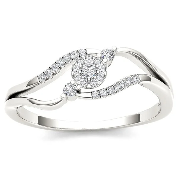 De Couer 10k White Gold 1/8ct TDW Diamond Ring