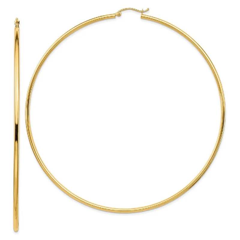 Curata 14k Yellow Gold Lightweight 90x2mm Polished Extra-large Hoop Earrings