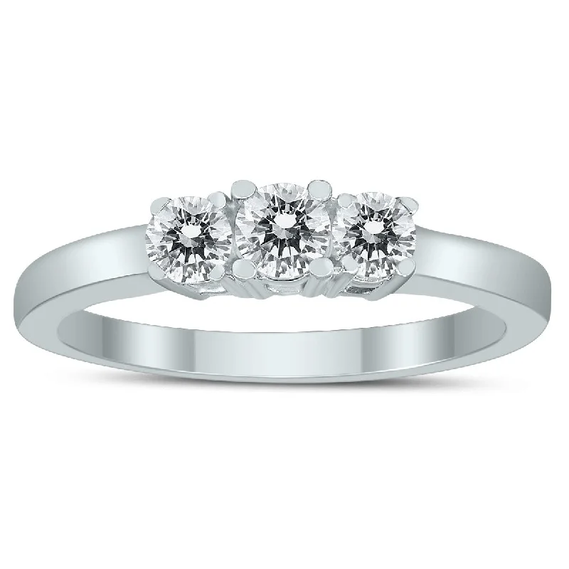 Marquee Certified 1/4 Carat TW Three Stone Diamond Ring in 10K White Gold