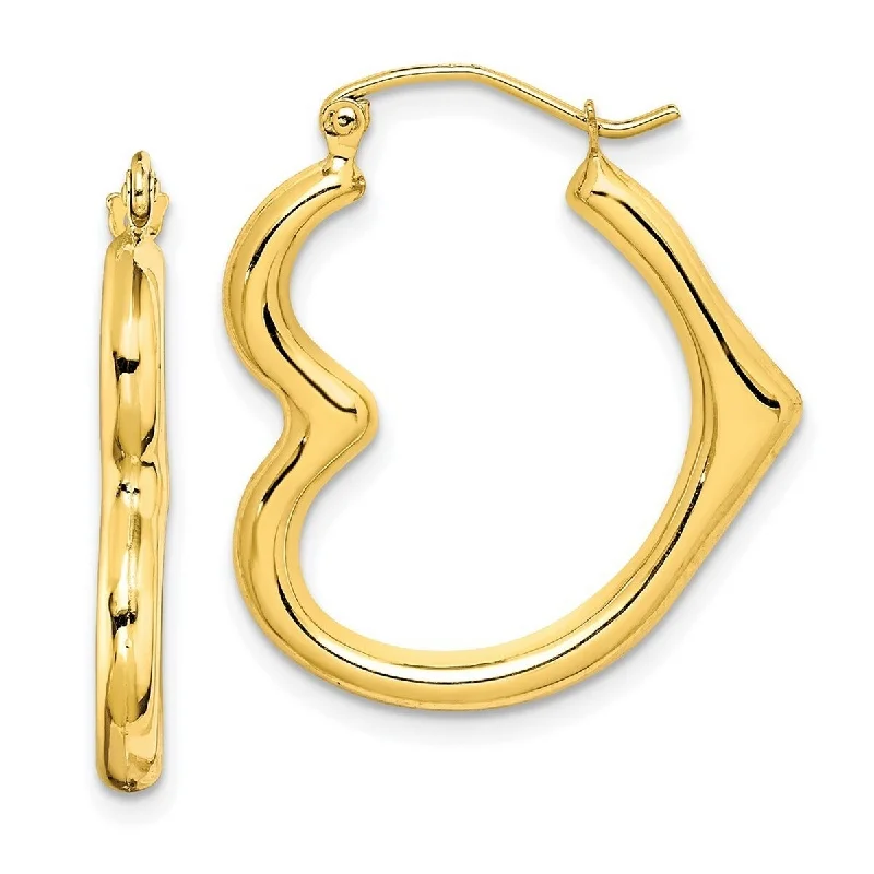 Curata 10k Yellow Gold Polished 16mm Heart Shaped Hoop Earrings