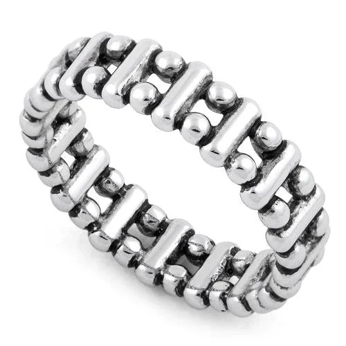 Sterling Silver Bead & Bar Stackable Ring