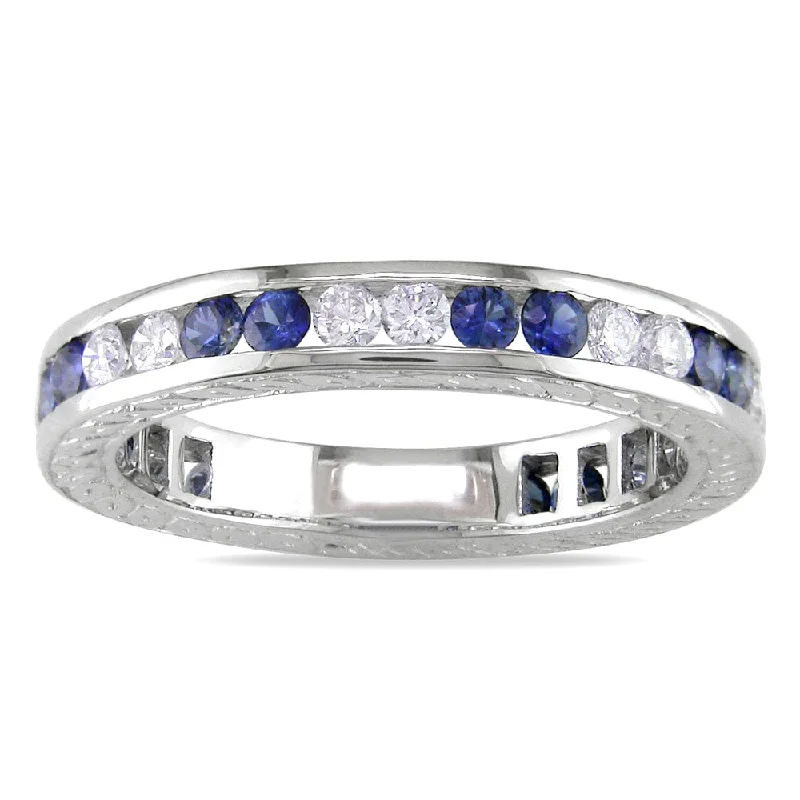 Miadora 18k Gold Sapphire and 1/2ct TDW Diamond Ring (G-H, I1-I2)