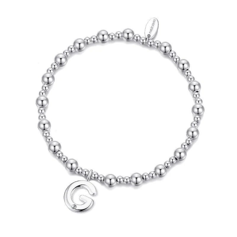 Letter G Initial Stretch Bracelet Created with Zircondia® Crystals