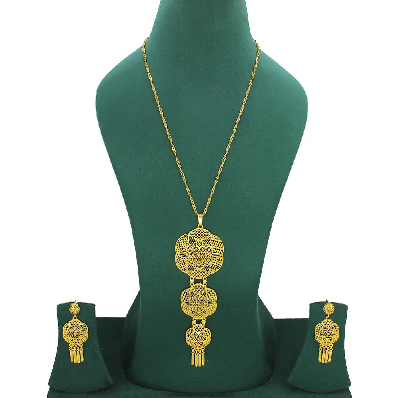 Mahavir Forming Look Gold Plated Long Necklace Set