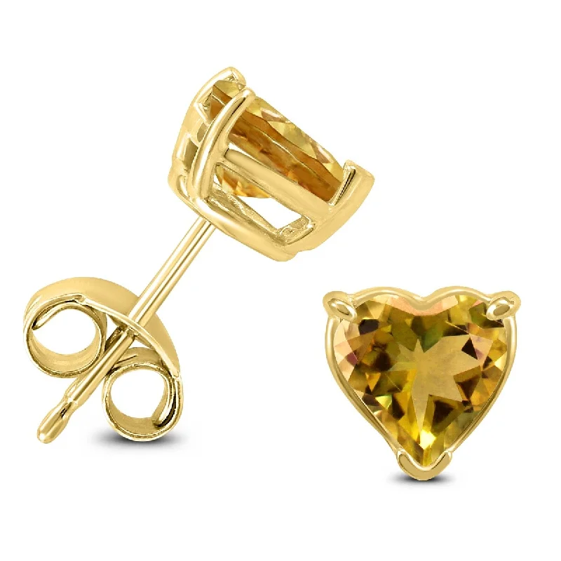 Marquee 14K Yellow Gold 5MM Heart Citrine Earrings