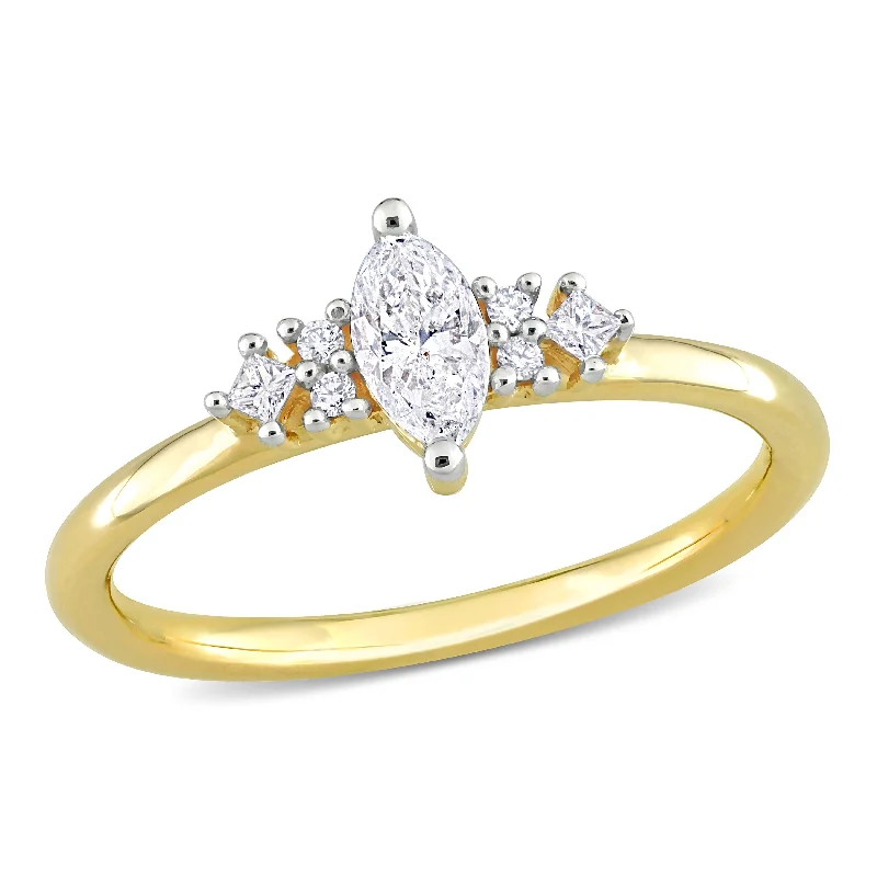 Miadora 3/8ct TDW Multi-shape Diamond Ring in 14k Yellow Gold