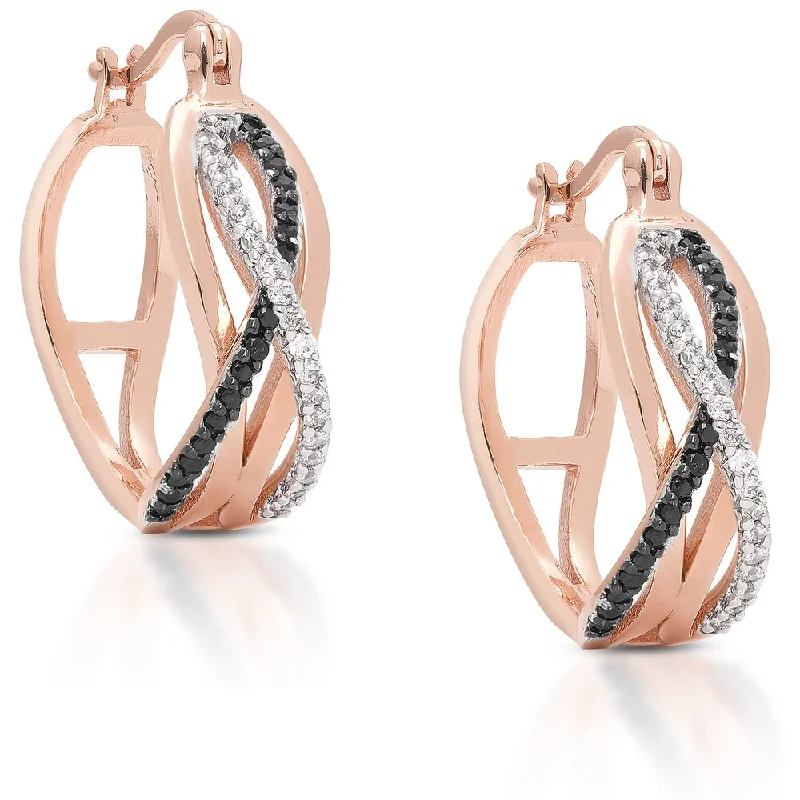 Dolce Giavonna Rose Goldplated Cubic Zirconia Infinity Design Hoop Earrings