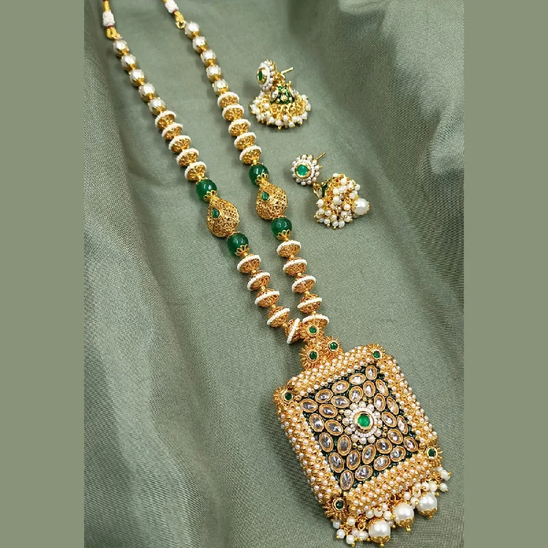 Padmawati Bangles Gold Plated Pota Stone Long Necklace Set