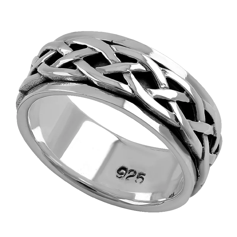 Sterling Silver 8MM Knot Spinner Ring