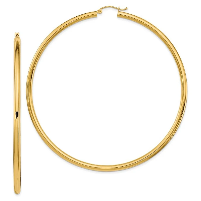 Curata 14k Yellow Gold Lightweight Extra Large 81x3mm Polished Hoop Earrings