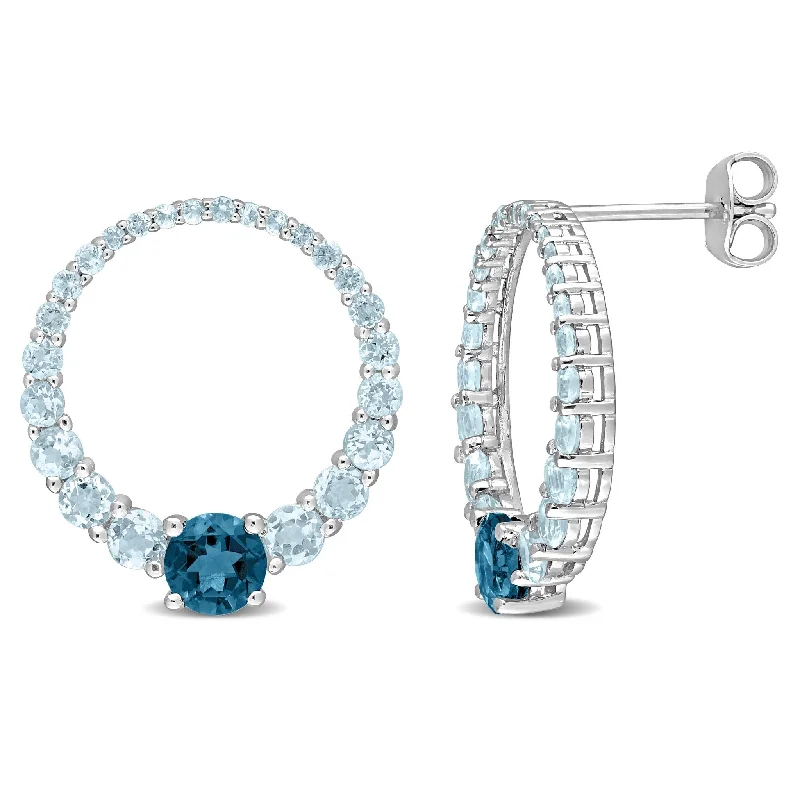 Miadora 3 1/3ct TGW Sky and London Blue Topaz Circle Earrings Sterling Silver