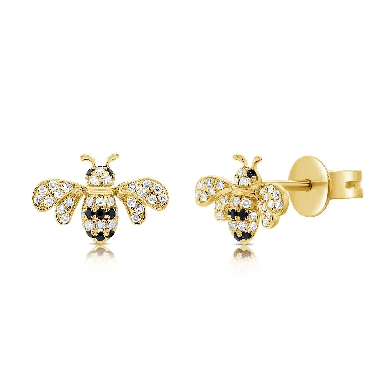 Joelle Diamond Bumble Bee Studs 14K Gold - Bumble Bee Earrings -