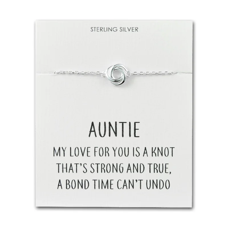 Sterling Silver Auntie Quote Knot Bracelet