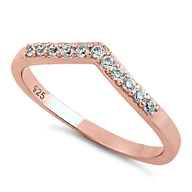 Rose Gold Plated Pointed V CZ Ring